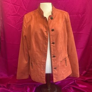 Sunburnt orange TanJay faux suede jacket size 8 like new